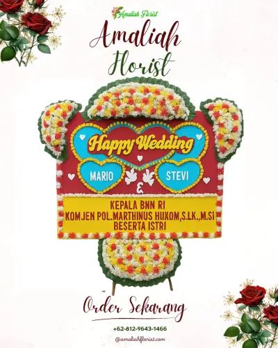 Karangan Papan Bunga Pernikahan di Lialang